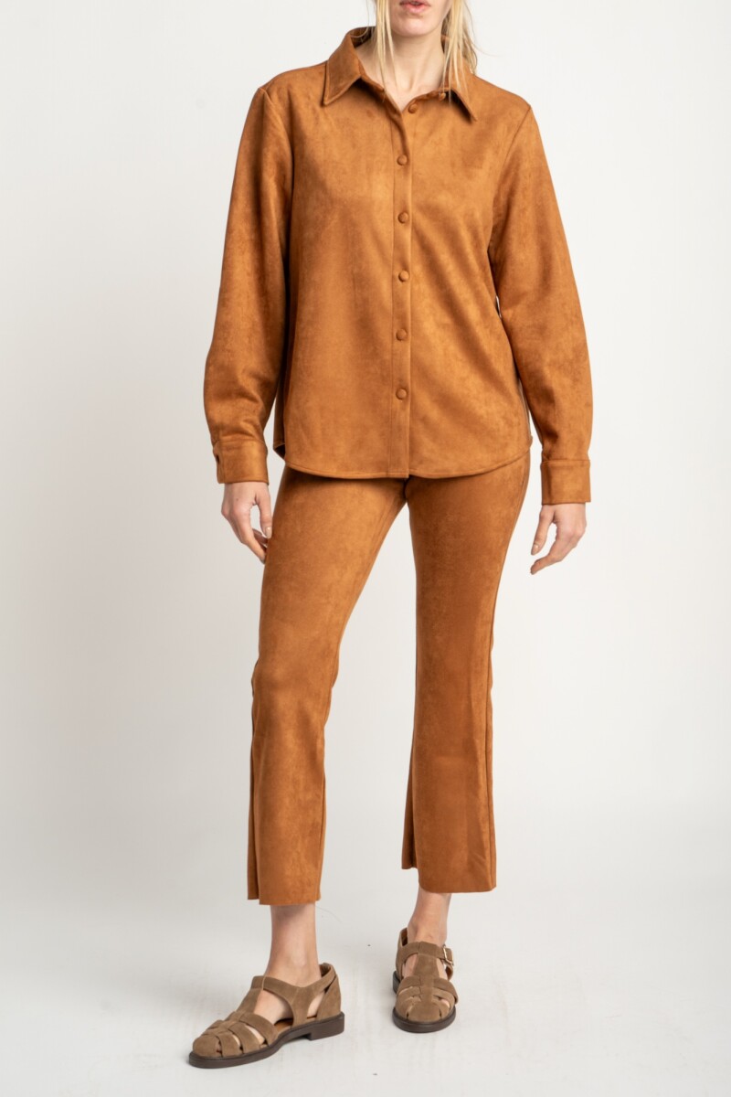 Pantalon Gamuza Cuero Vegano Camel