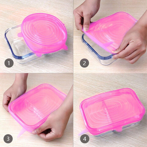 Tapas de silicona ajustables reutilizables set 6 pcs Tapas De Silicona Ajustables Reutilizables Set 6 Pcs