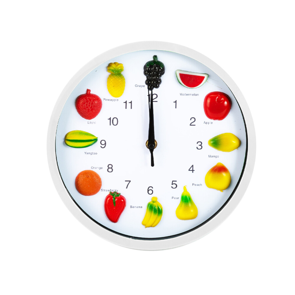 Reloj De Pared Frutal Ideal Para Cocina Análogo Espera Color blanco