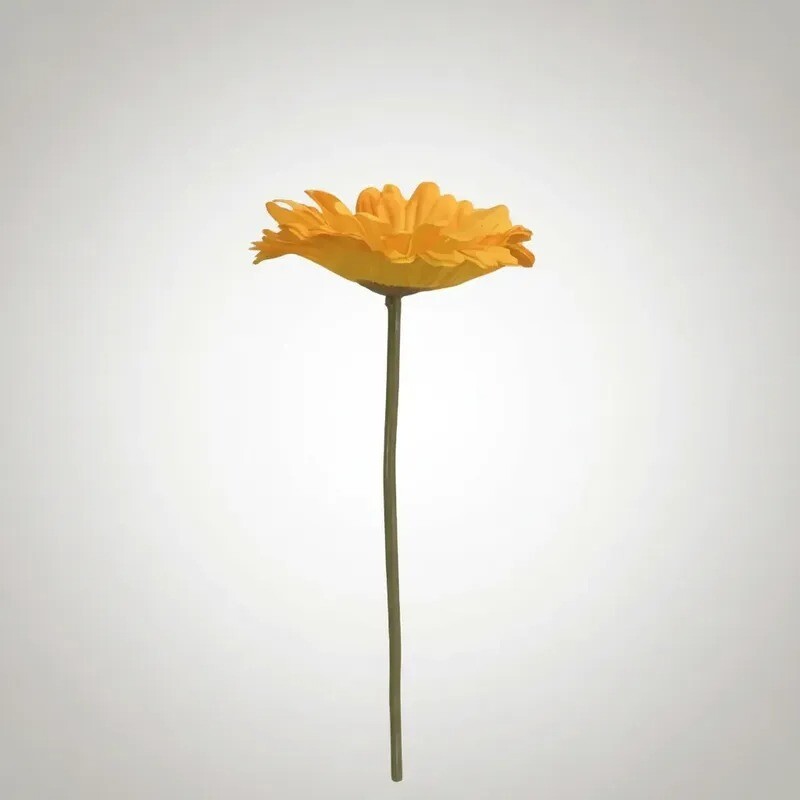 Flor Artificial Gerbera amarilla tallo corto Flor Artificial Gerbera amarilla tallo corto