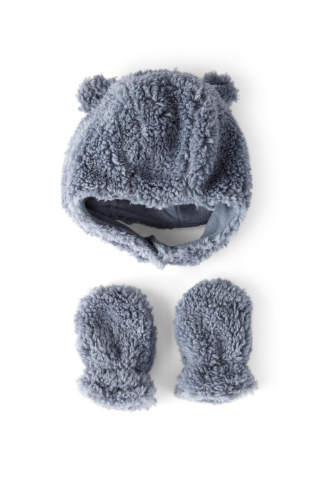 Gorro con orejas y mitones de sherpa Gorro con orejas y mitones de sherpa