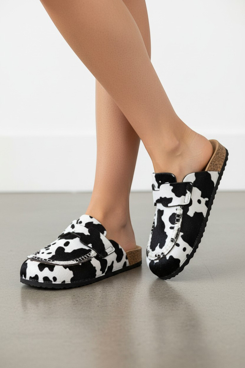 Zuecos Cow Blanco