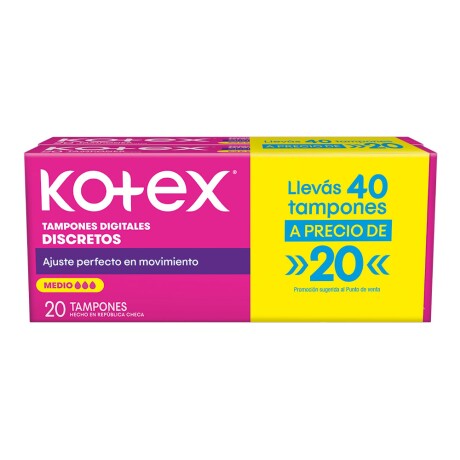 Tampones Kotex Medio Promo 2X1 40 Unidades Tampones Kotex Medio Promo 2X1 40 Unidades
