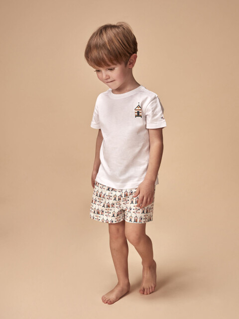 Camiseta Estampado Casitas Blanco