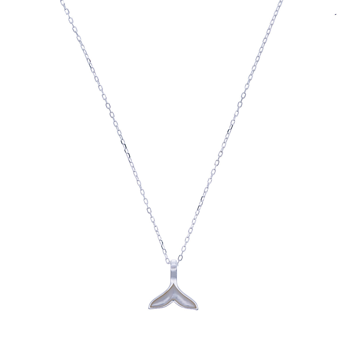 Conjunto de cadena y colgante de plata 925, COLA DE BALLENA. 
