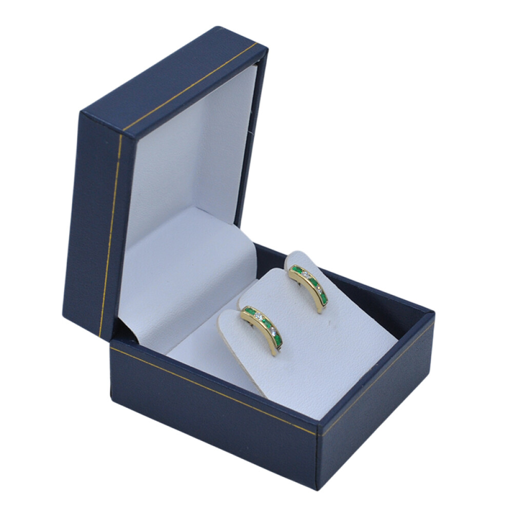 Caravanas en oro 18k amarillo con esmeraldas y brillantes Caravanas en oro 18k amarillo con esmeraldas y brillantes