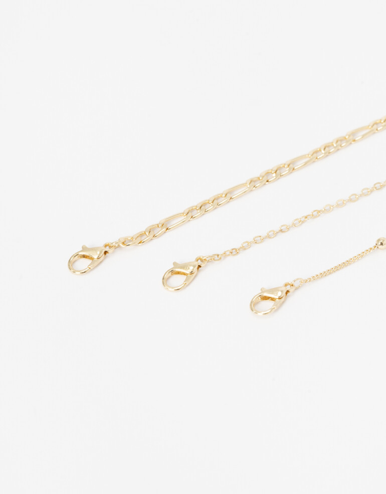 Collares Cortos Metal Set De Collares - Dorado