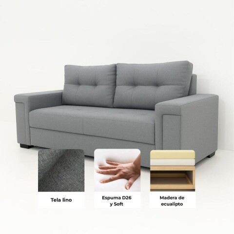 Sofá Sillón Amsterdam 3 Cuerpos Cobertura en Lino - Gris Sofá Sillón Amsterdam 3 Cuerpos Cobertura en Lino - Gris