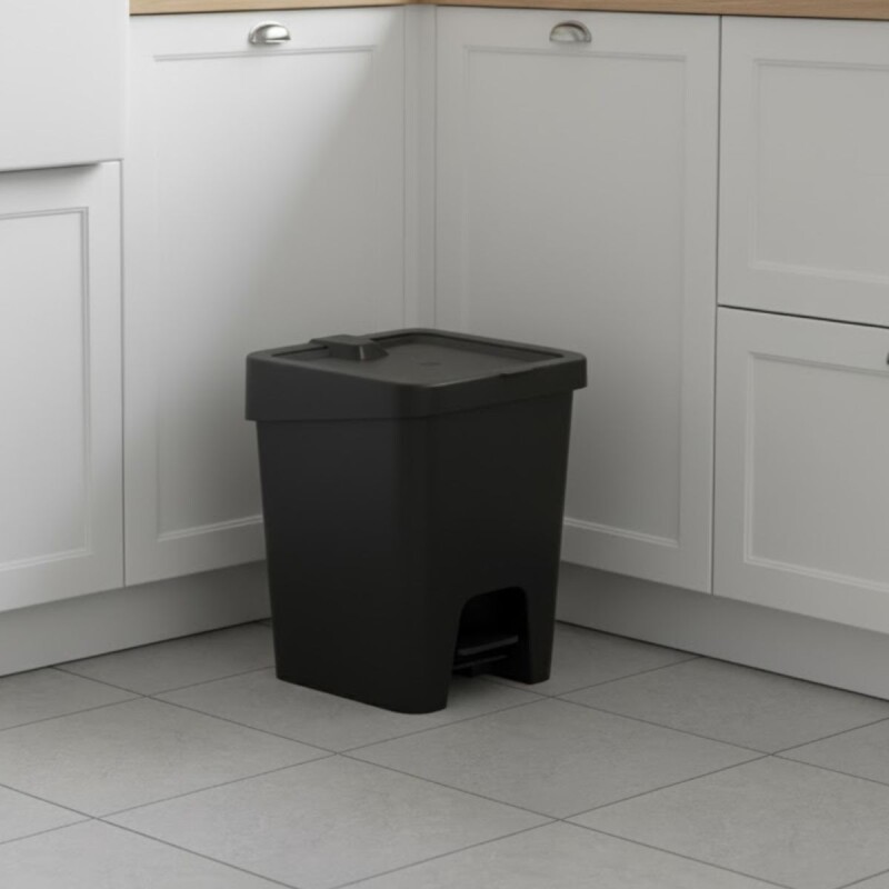 Papelera con pedal 15L NEGRO