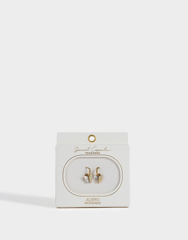 Aros Argollas Premium Gold Aros Argollas De Mariposa - Dorado
