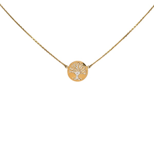 Conjunto Árbol de la vida-Oro bajo y oro blanco-Sin piedra-CJ8051 Sinpiedra