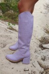 High Heel Boots Crocco Lila