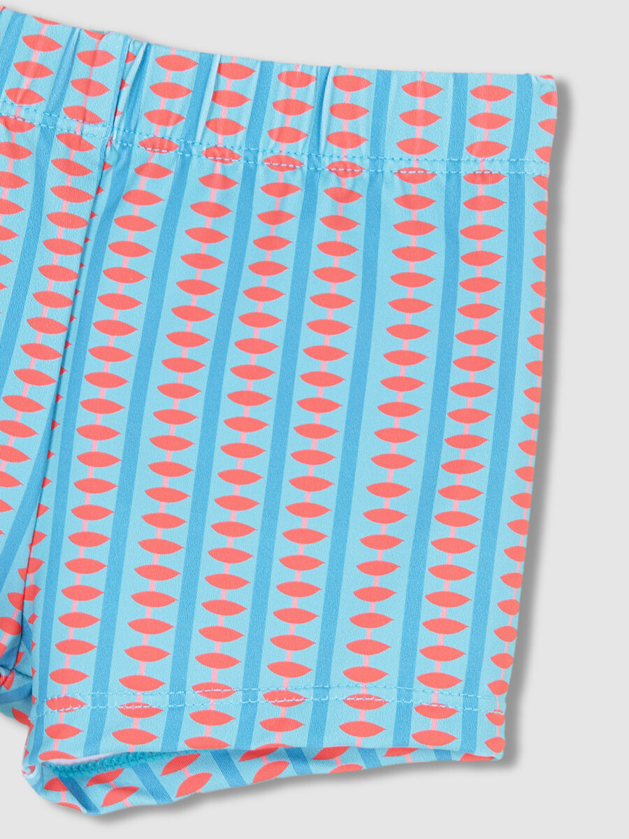 Traje De Baño Estampado Retro Verde Agua