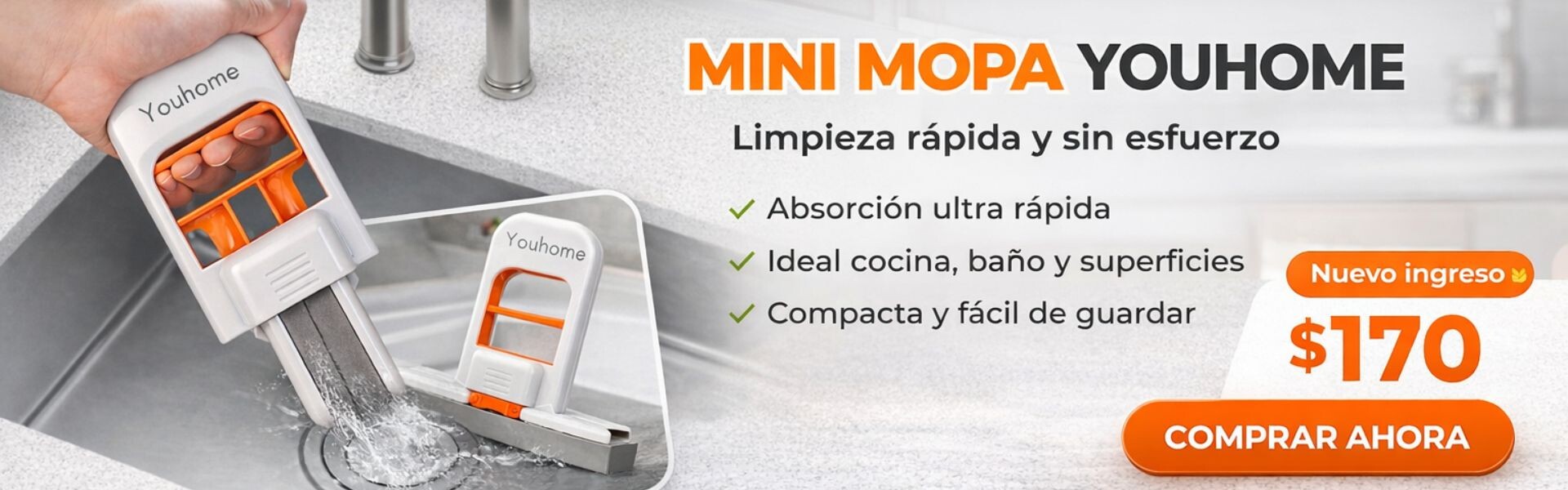 Mini Mopa Lampazo Trapeador Limpieza Húmedo Seco Cocina Baño