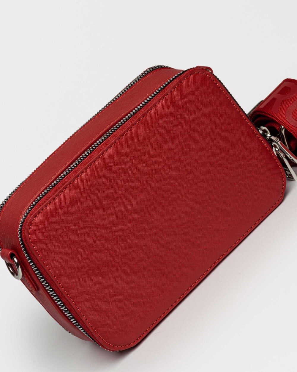 Bandolera New Penny en efecto cuero zaffiano Rojo