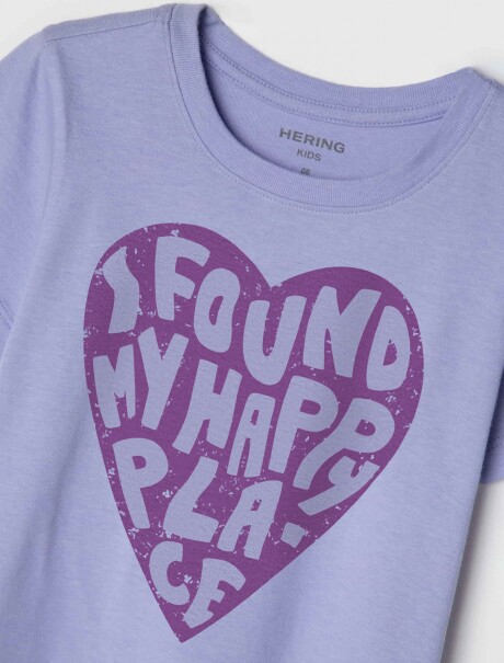 CAMISETA DE NIÑA MANGA CORTA ESTAMPADA VIOLETA