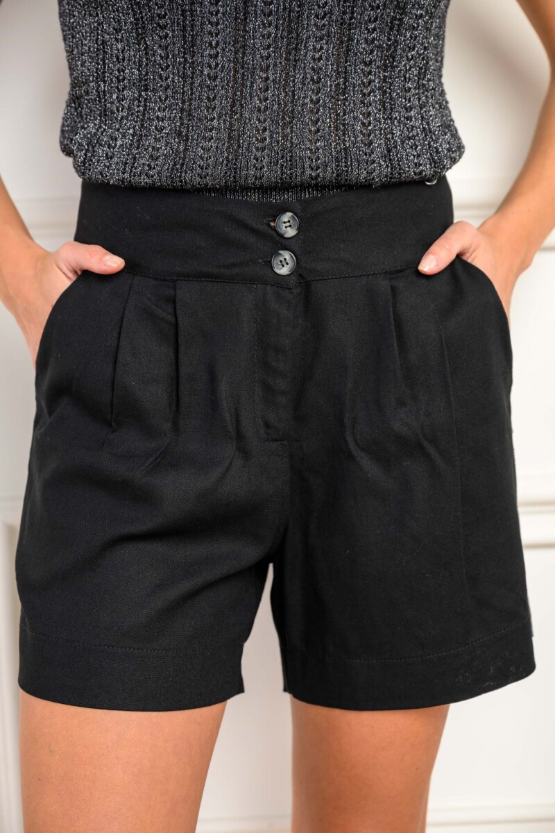 Short Pinzado Con Lino Negro