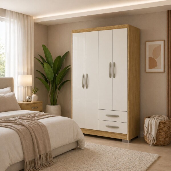 ROPERO - SANTIAGO 4 PUERTAS MARROCO OFF WHITE