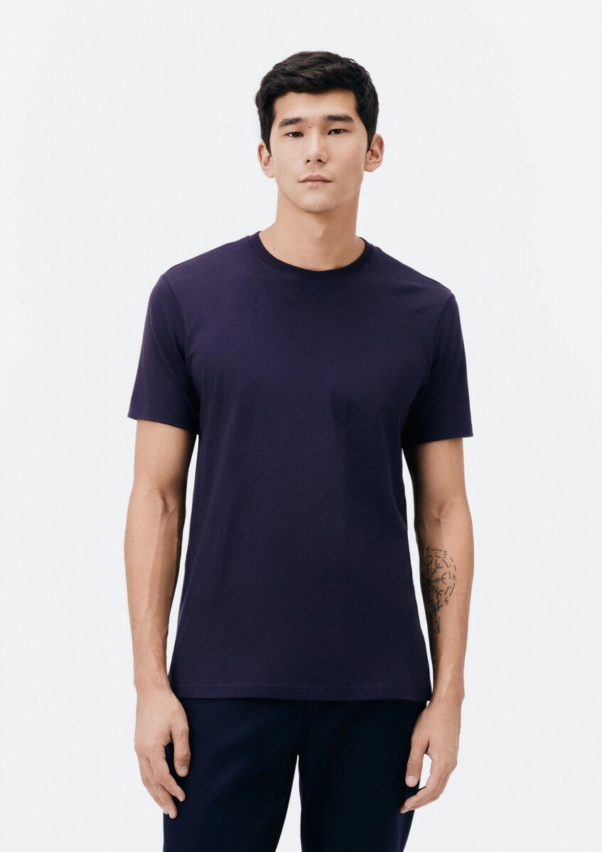 CAMISETA BÁSICA UNISSEX REGULAR WORLD - AZUL OSCURO 