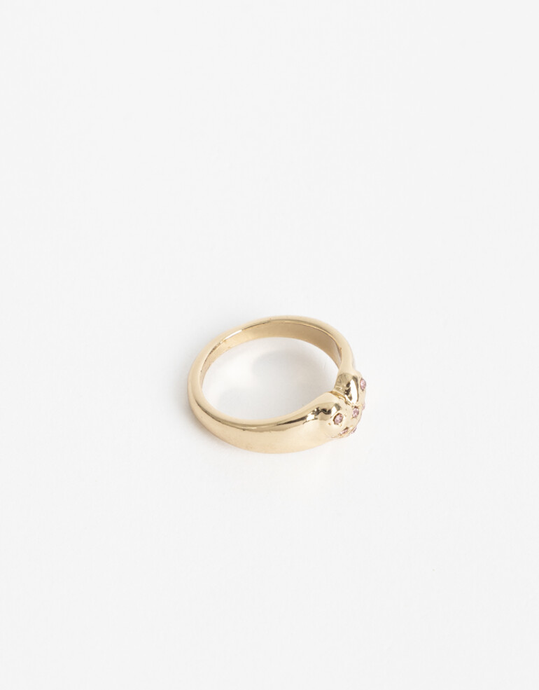 Anillos Medianos y Grandes Metal Anillo Metal Corazón Strass - Dorado