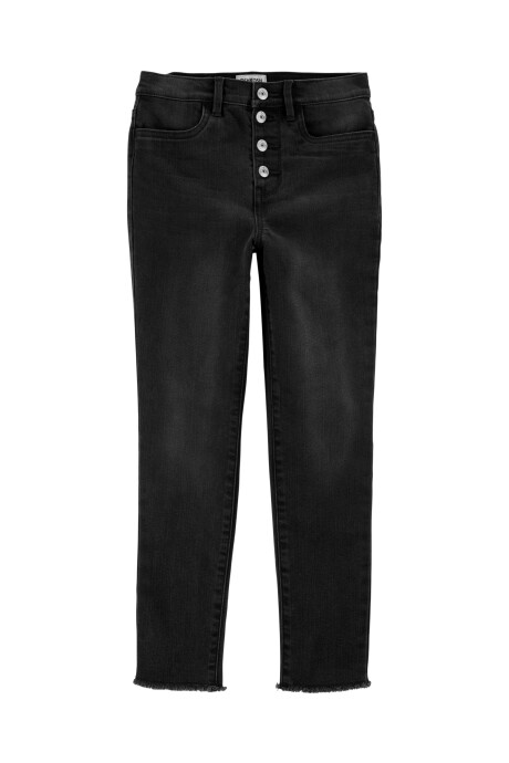Pantalón de jean lavado con botones y dobladillo sin rematar 0