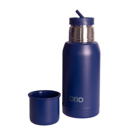 Termo Acero Inox 750 Ml Brio Con Tapón Hueco Anti Derrame Azul
