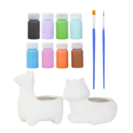 Set de 2 macetas de ceramica + kit de pintura Set de 2 macetas de ceramica + kit de pintura