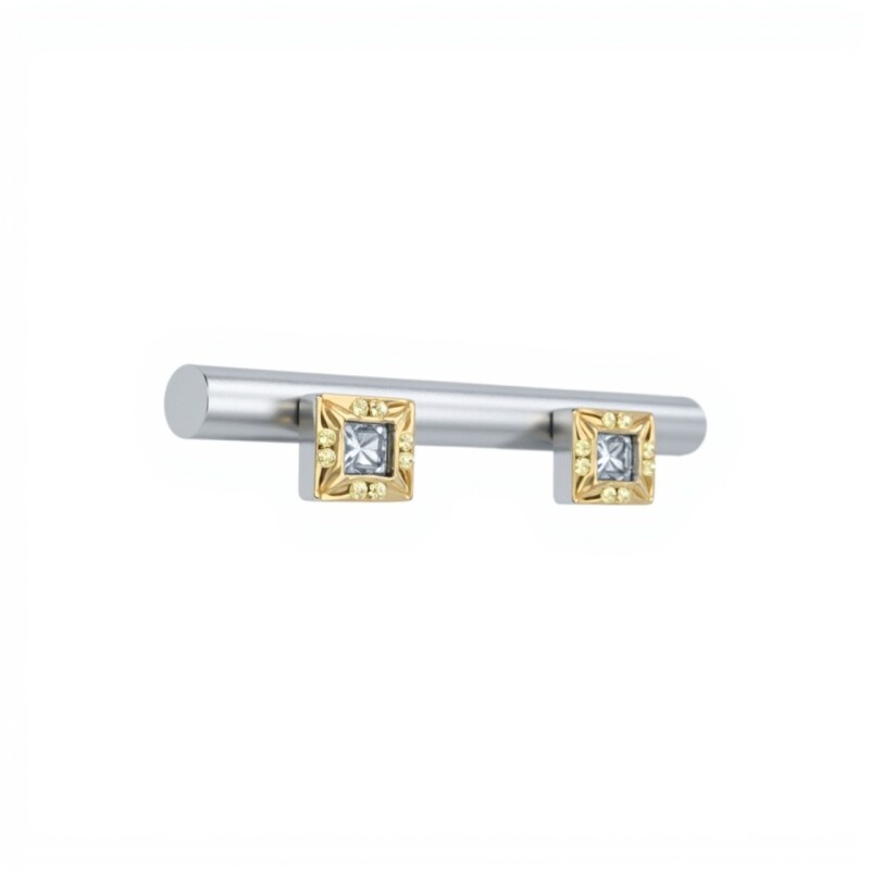 Caravana Cuadrado Bvlgari -Plata 925-Zirconia -CA4080 conpiedra