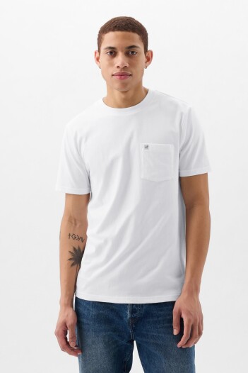 Remera Con Bolsillo Logo Gap Hombre Optic White V6