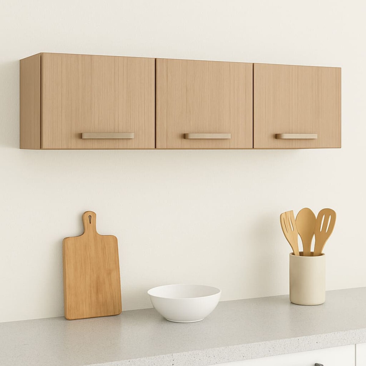 Aéreo Alacena Modular Tres Puertas Asas Polipropileno MX - MDP - Noce 