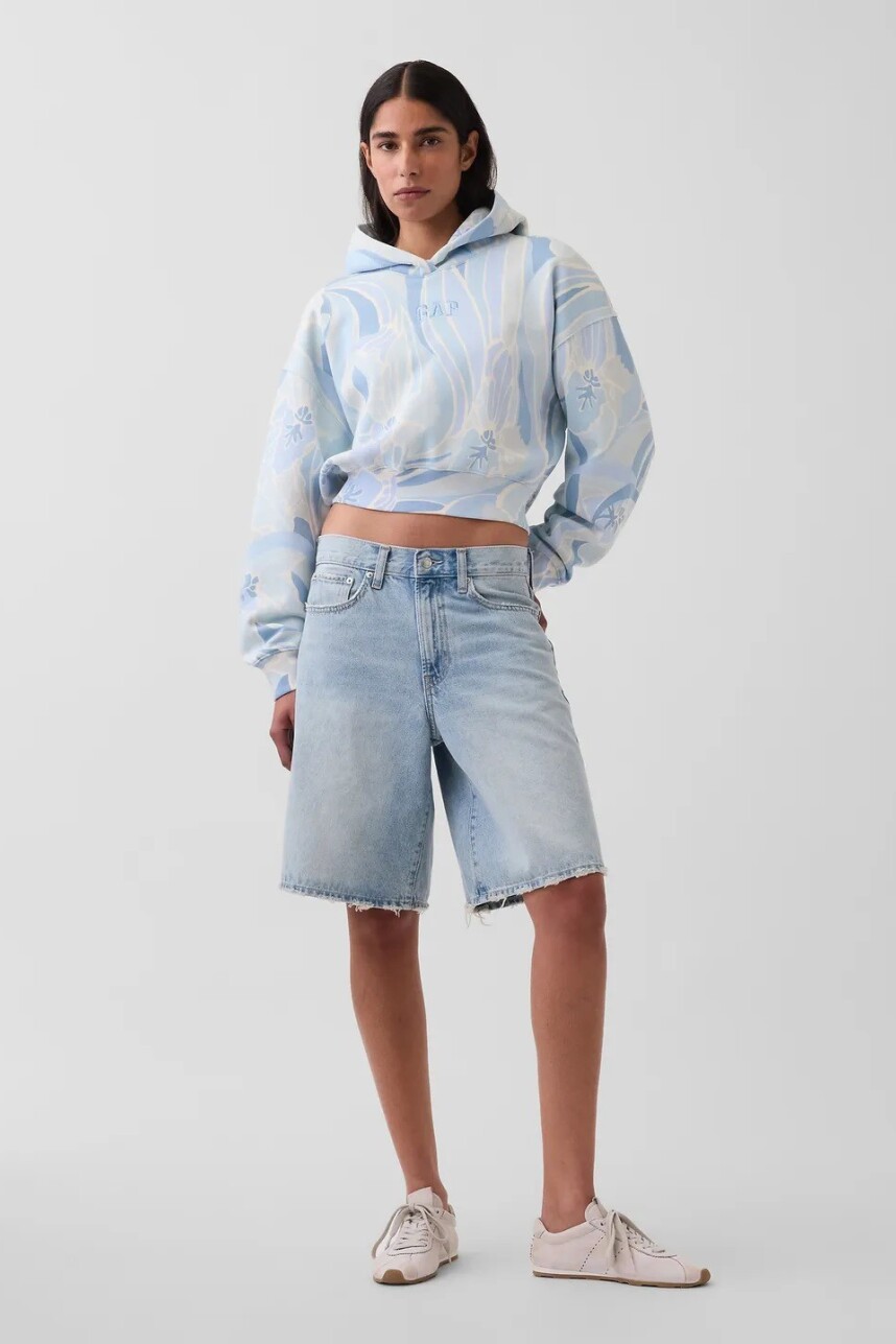 Canguro Logo Gap Cropped Mujer Blue Print 307