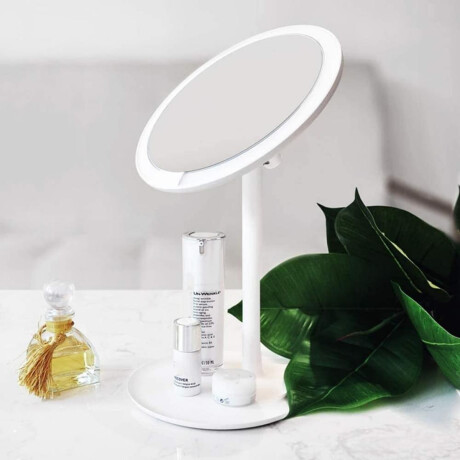 Espejo redondo con base y luz led Sc