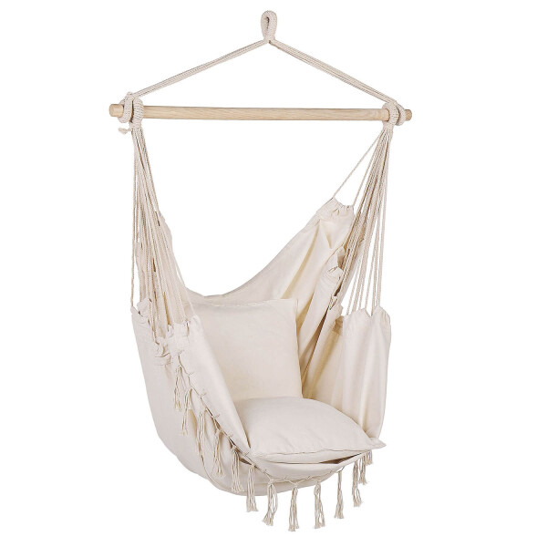 Sillón Colgante Hamaca Paraguaya de Jardín con Almohadones Color Beige Sillón Colgante Hamaca Paraguaya de Jardín con Almohadones Color Beige