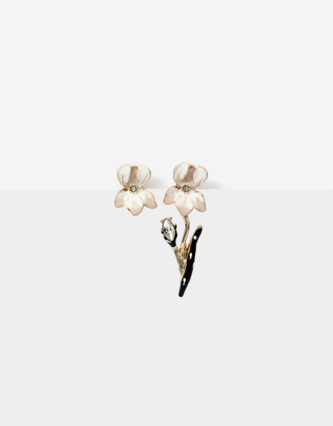 Aros Sets Con Dijes Set De Aros Metal Floral - Dorado
