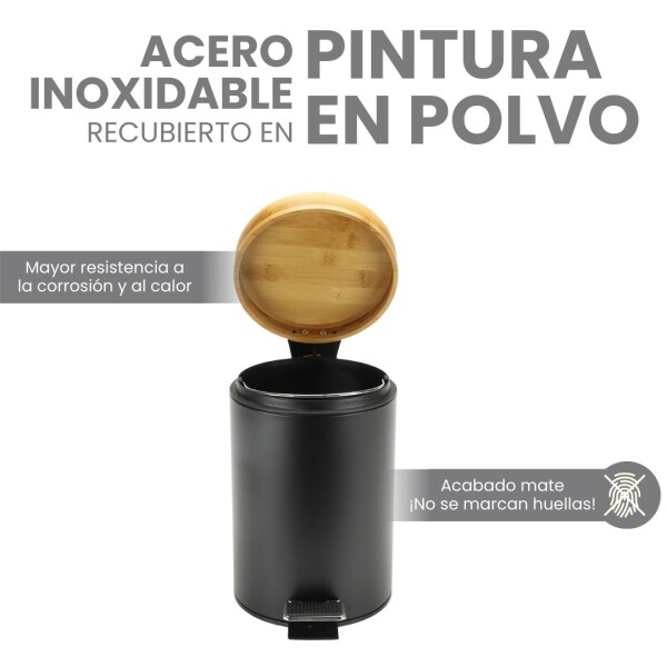 Cesto de basura 3 Litros Residuos Papelera Extraíble Acero Inoxidable Negro CB007 Cesto de basura 3 Litros Residuos Papelera Extraíble Acero Inoxidable Negro CB007