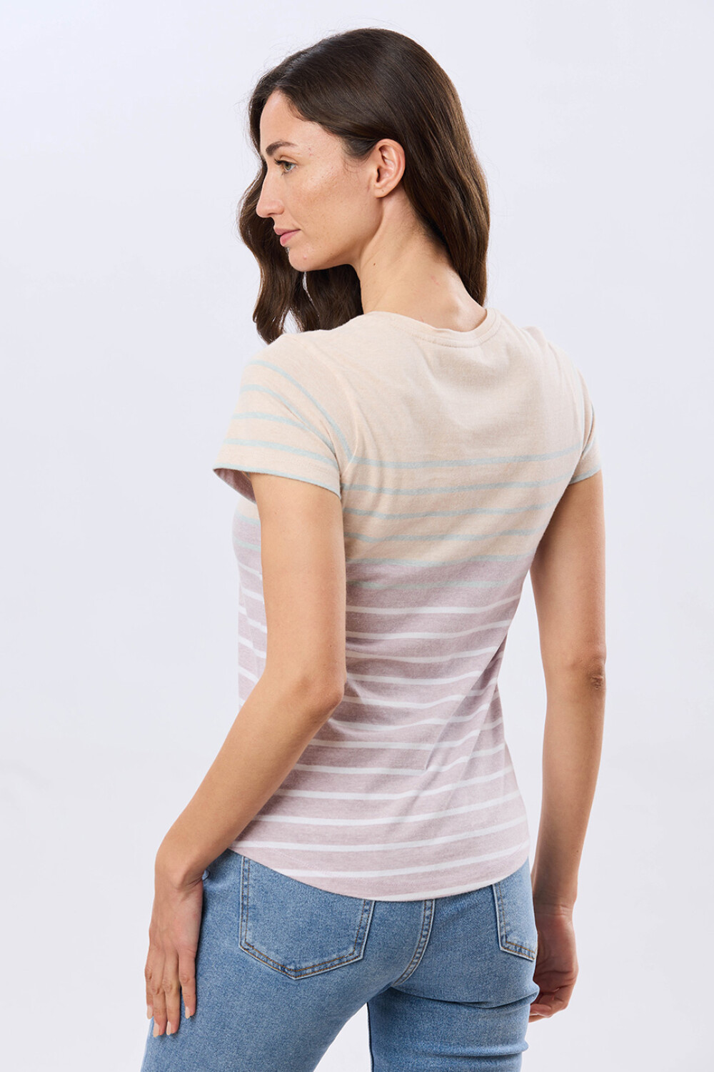 REMERA RAYADA DE ALGODÓN Lila