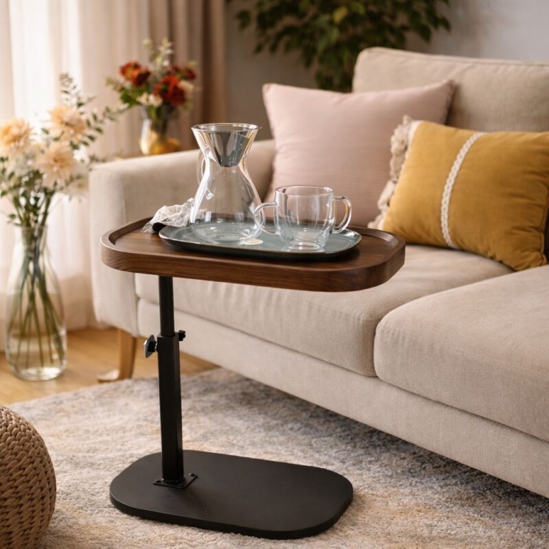 Mesa Auxiliar Lateral Altura Regulable con base en MDF con Detalle detalles de Bordes Mesa Auxiliar Lateral Altura Regulable con base en MDF con Detalle detalles de Bordes