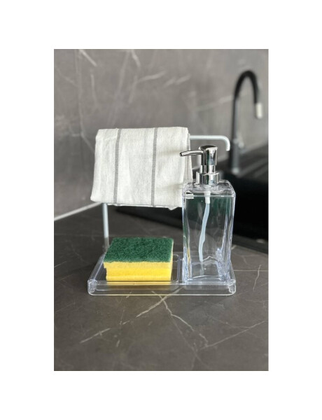 DISPENSADOR JABON C/PORTA TRAPO 9X7.5X20CM TRANSPA DISPENSADOR JABON C/PORTA TRAPO 9X7.5X20CM TRANSPA