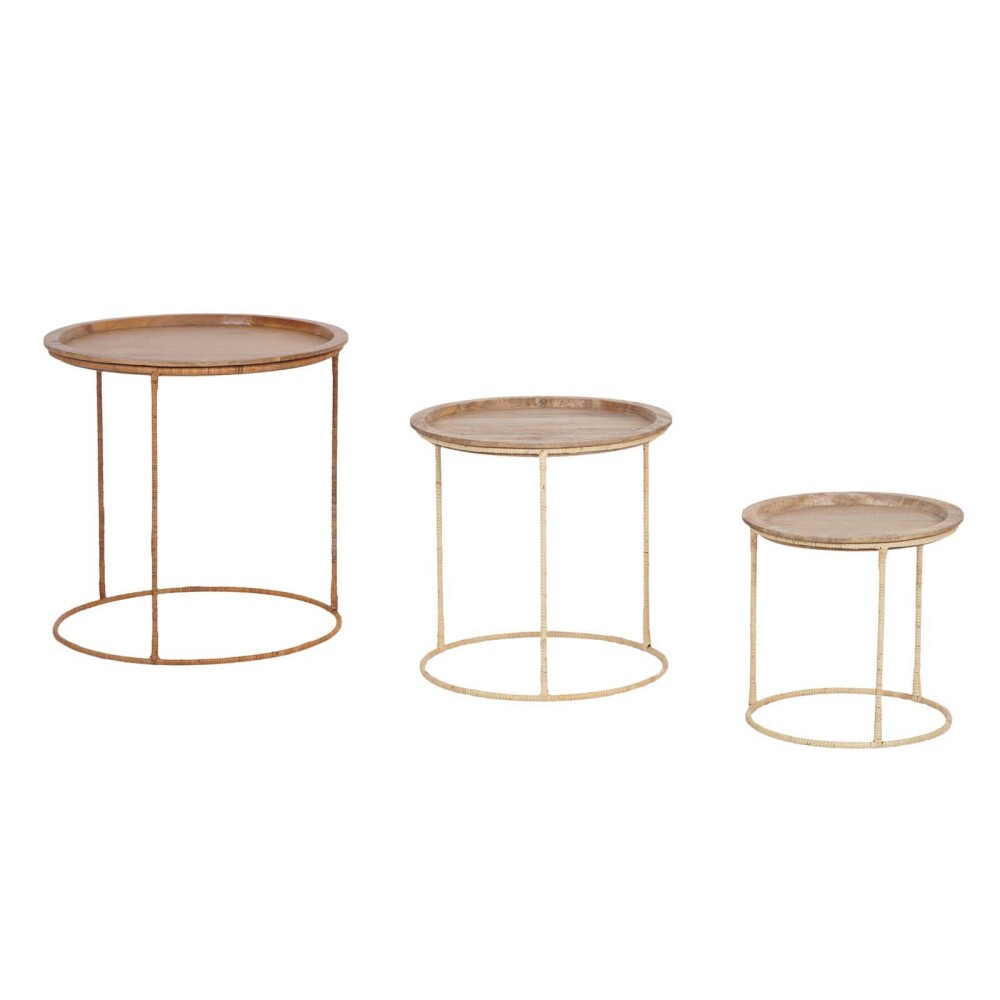 MESAS DE ARRIME MADERA NATURAL-BEIGE MANGO NATURAL