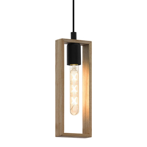 Lámpara colgante E27 rectángulo d/madera LITTLETON EG6242
