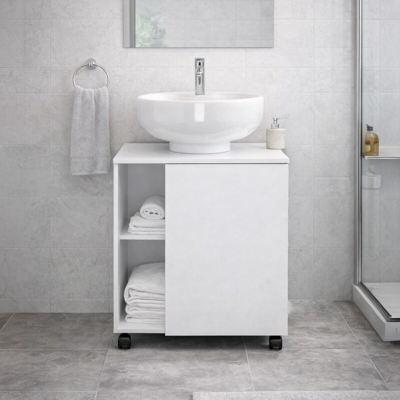 Mueble Para Baño Con 1 Puerta Y 6 Estantes Organizadores Mueble Para Baño Con 1 Puerta Y 6 Estantes Organizadores