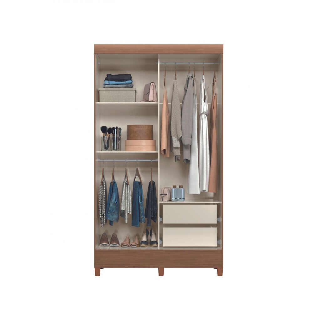 Ropero 2 puertas corredizas 2 cajones - Terminación Jequitiba Ropero 2 puertas corredizas 2 cajones - Terminación Jequitiba