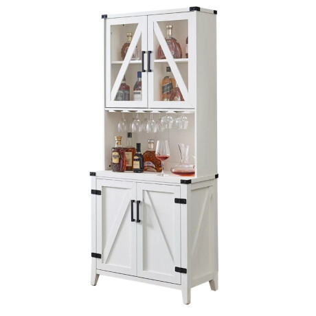 CRISTALERO 4 PUERTAS ARMARIO BAR COPERO BOTELLERO ESTANTERÍA BLANCO