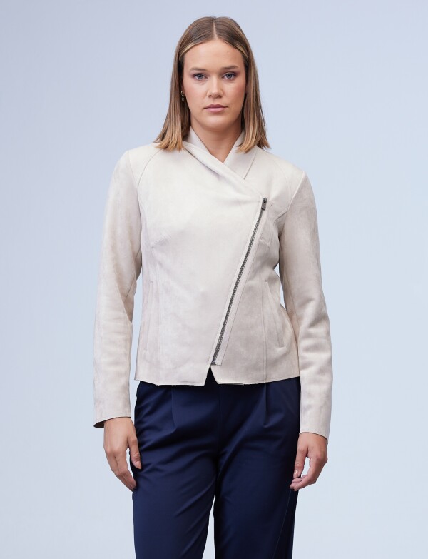 Chaqueta Suede Zip BEIGE