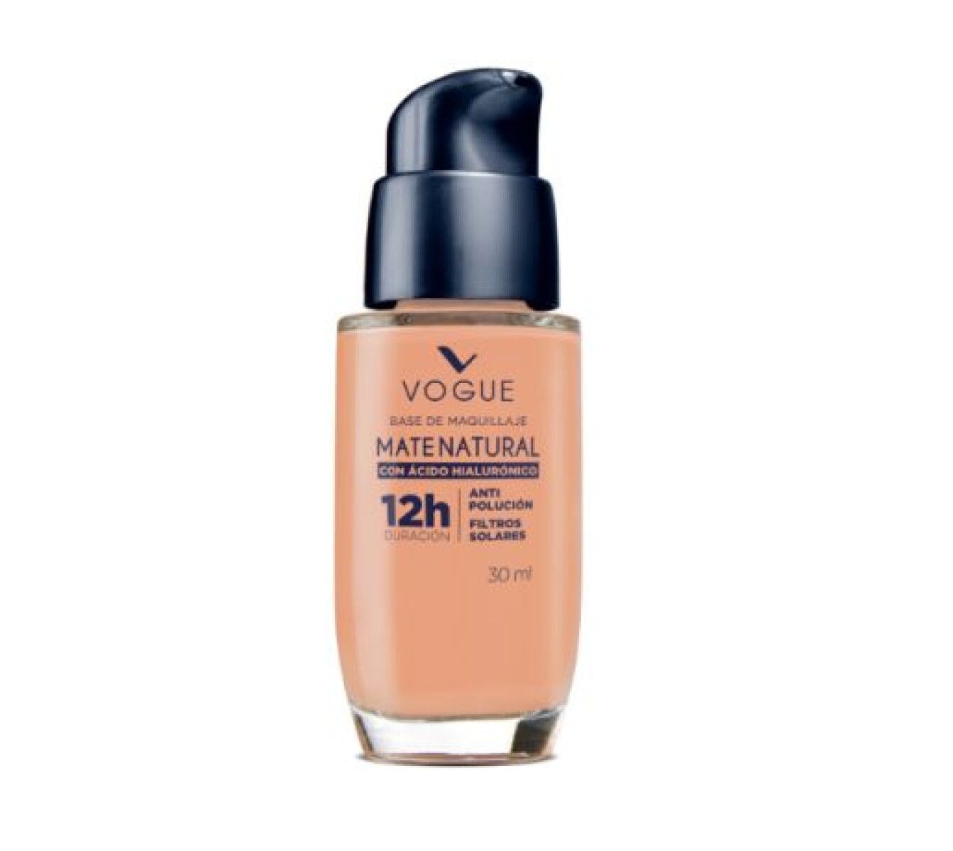 Vogue Base Mate con Ácido Hialurónico Tono Avellana 30ml – Piel Perfecta y Hidratada