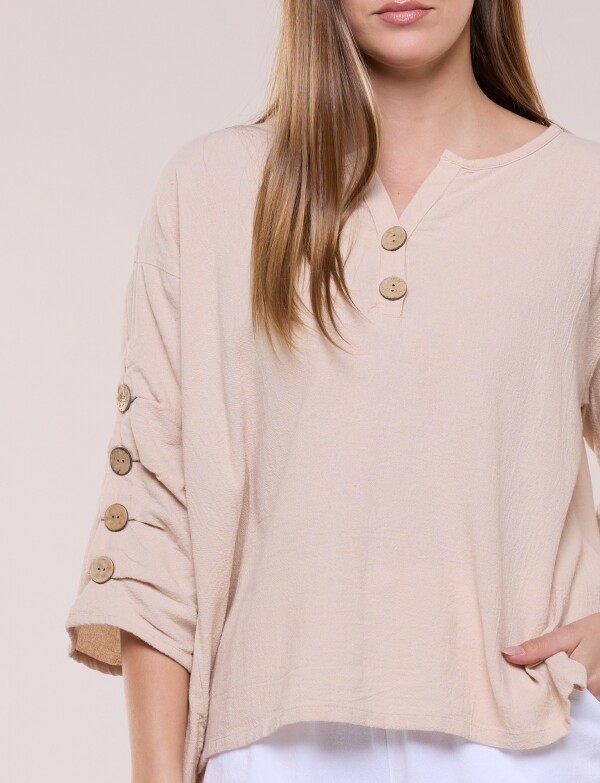 Blusa Algodón Botones BEIGE