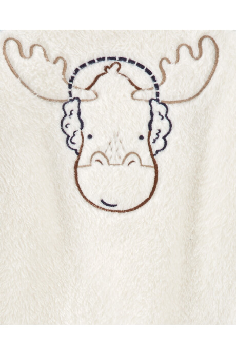 Set dos piezas pantalón de algodón con felpa y buzo de plush estampa alce Sin color