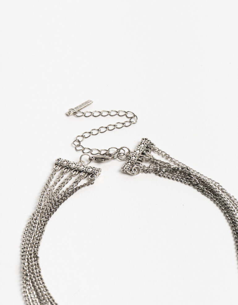 Collares Largos Metal Collar Largo Mesh Metálico - Plateado Antique Silver