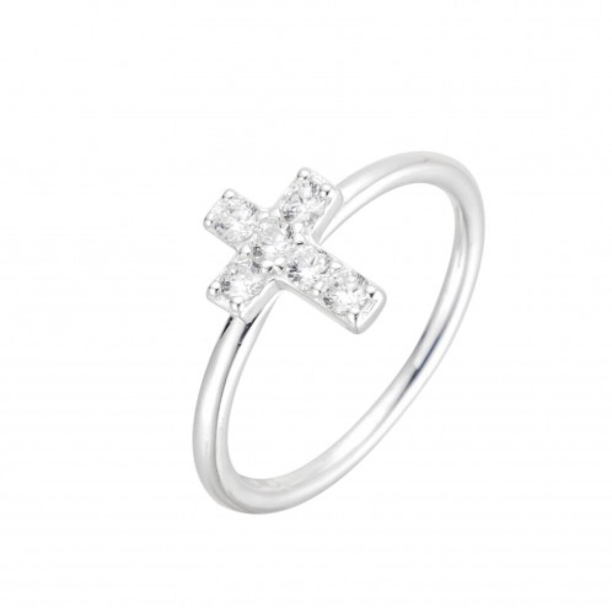 Anillo de plata 925 con circonias, CRUZ. 
