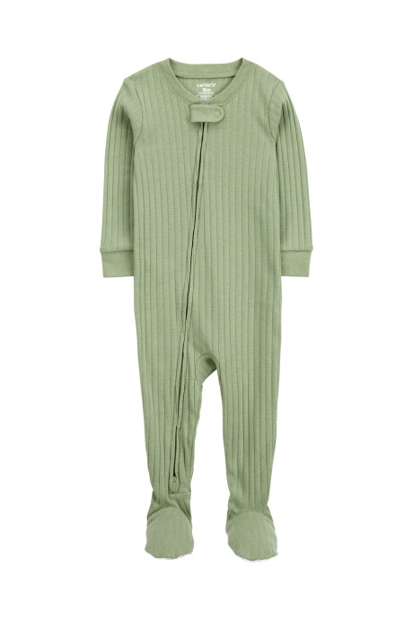 Pijama una pieza de algodón con pie, verde Sin color